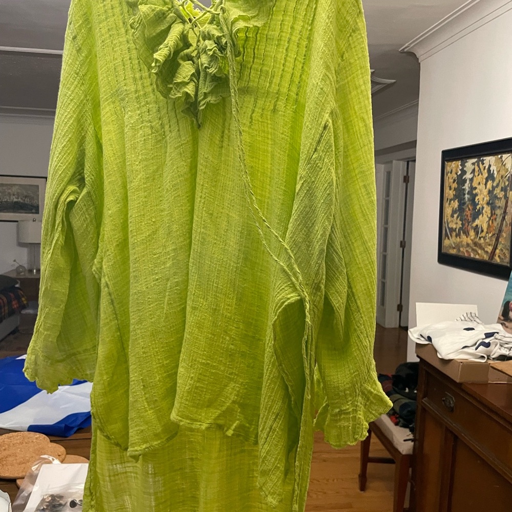 Vibrant Green free people Textured Blouse